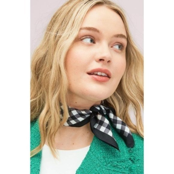 KATE SPADE NEW YORK Garden Gingham Silk Convertible Hair Tie & Bandana NWT - Picture 4 of 6